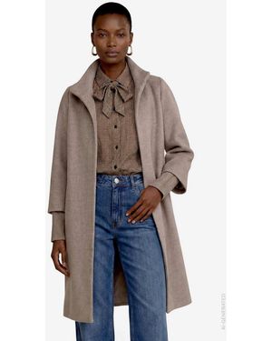 Zero Wintermantel Wollmantel Mit Langen Strickbündchen Stehkragen - Blau