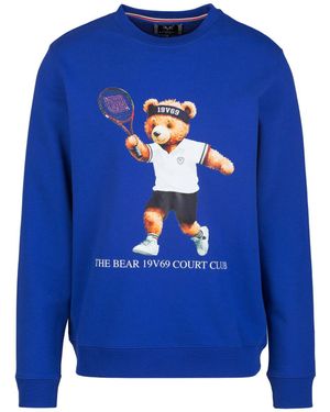 19V69 Italia by Versace Sweatshirt NICO TEDDY mit Tennis-Bär-Print, sportlicher Look - Blau