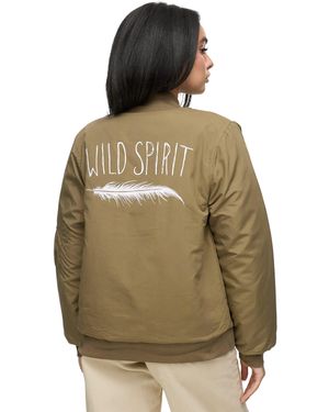 Worldclassca Bomberjacke Bomber Jacke mit Wild Spirit Print Übergangs Freizeit - Grün