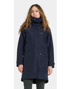 Didriksons Parka Übergangsjacke Mantel Wasserdicht ILMA Kapuze mit Taschen - Blau