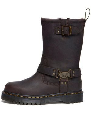 Dr. Martens Anistone Hi Burnished Waxy Pull Up Ankleboots - Schwarz
