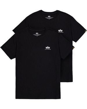 Alpha Industries Rundhalsshirt Basic T Small Logo 2 Pack (Set, 2-Tlg) - Schwarz