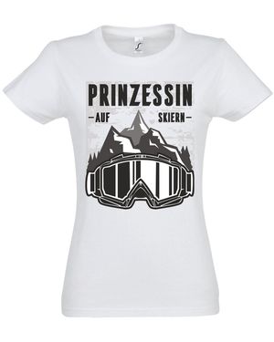 Youth Designz T- Prinzessin Auf Skiern Shirt mit trendigem Frontprint - Weiß