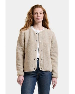 Didriksons Fleecejacke Damen Pile Teddy Selma Mit Taschen - Natur