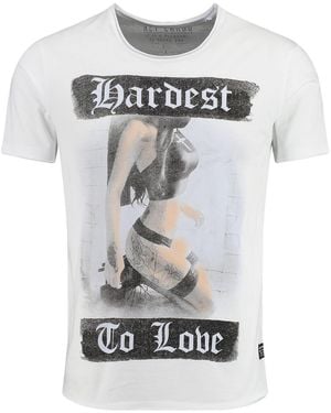 Key Largo T-Shirt Level Printshirt vintage Look MT00543 Rundhalsauschnitt bedruckt kurzarm slim fit - Weiß