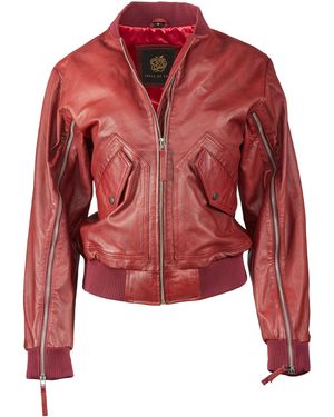 Apple Of Eden Lederjacke AOE-143 (1-St) mit Reißverschlüsse an den Ärmeln - Rot