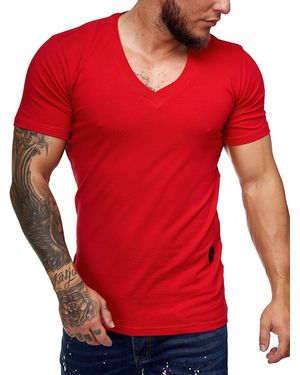 OneRedox T- 8031ST (Shirt Polo Kurzarmshirt Tee, 1-tlg) Fitness Freizeit Casual - Rot