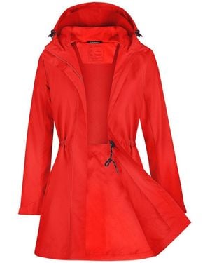 ATLASLAVA Regenjacke Damen Lang Softshelljacke Regenmantel (1-St) Frauen Trenchcoat Windbreaker Leichte Übergangsjacke Mantel - Rot