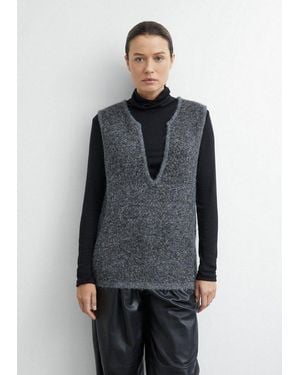 Comma, Rundhalspullover Strickpullunder Oversize-Strickpullunder Mit Pailletten - Grau