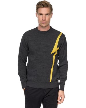 Rusty Neal Strickpullover mit Blitz-Design - Schwarz