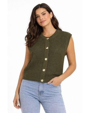 Yaya Ärmelloser Cardigan - Grün
