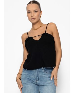SassyClassy Trägertop Feminines Musselin Top aus Baumwolle elegant - Schwarz