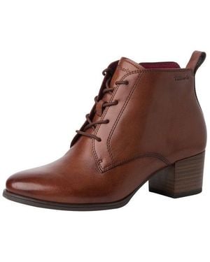 Tamaris Touch-It Aus Leder Blockabsatz 1-25131-43 Schnürstiefelette Touch-It - Braun