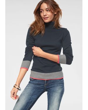 AJC Rollkragenpullover mit Farbkontrasten - Blau