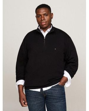 Tommy Hilfiger Troyer Bt-Pima Org Ctn Cashmere Zmock-B Große Größen - Schwarz
