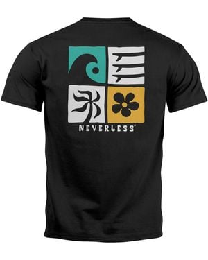 Neverless T-Shirt Backprint Surfing Welle Meer Icon Printshirt Grafik mit Print - Schwarz
