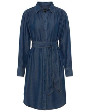 BOSS Hemdblusenkleid Delegant Premium Damenmode Mit Taillengürtel, Regular Fit - Blau
