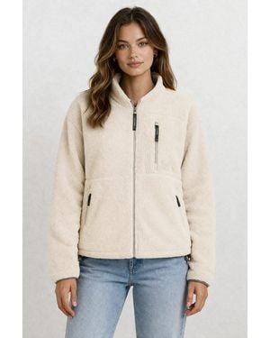 Sublevel Fleecejacke Teddyfleece Übergangsjacke Jacke Stehkragen - Natur