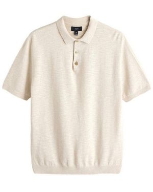 Next Polokragenpullover Regular Fit Kurzarm-Poloshirt - Natur