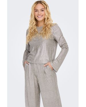 Jacqueline De Yong Shirttop Blusentop Regular Fit O-Neck Langarm Elegant JDYEVEREST L/S TOP JRS - Weiß