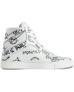 Zadig & Voltaire Zadig&Voltaire Sneaker High Flash Smooth Calfskin Gra - Schwarz