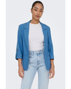 ONLY Kurzblazer Onlgoa 3/4 Unline Linen Bl Blazer Cc Tlr Mit Leinen - Blau