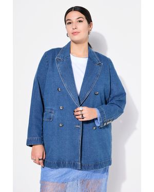 Studio Untold Blusenblazer Blazer Jeans Loose Shape Zweireiher - Blau