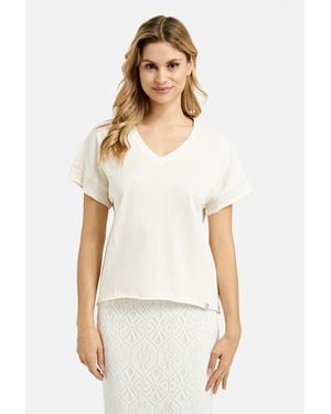 Smith & Soul Sweater mit offenen Kanten - Weiß