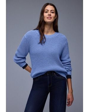 Street One Rundhalspullover Mit Rippbündchen - Blau