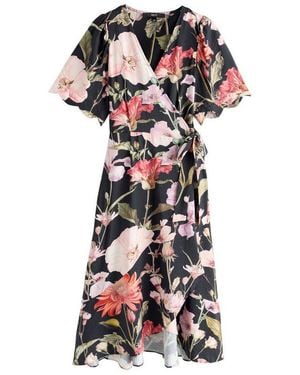 Next Midikleid Midikleid Mit Wickeldesign Und Bogenkante (1-Tlg) - Weiß