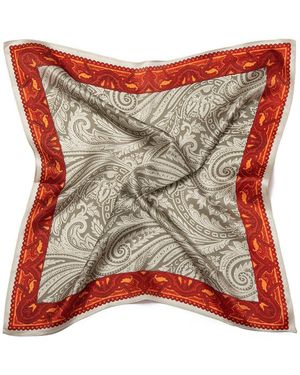 MayTree Seidentuch quadratisch Farn 53x53 taupe ziegelrot, Nickituch, Bandana-Schal