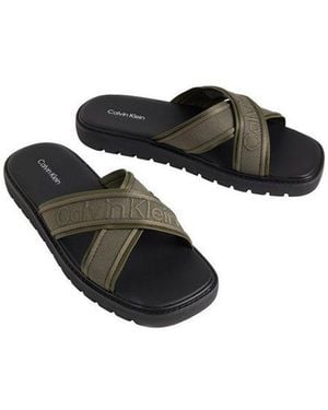 Calvin Klein Sq Molded Sandal Xcross Wb Pantolette Strandschuh, Sommerschuh, Badepantolette, Flat Mit Logoschriftzug - Schwarz