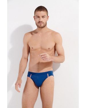 Hom Badeslip Nautical Cup Kordelzug, Elastisch, Hüftiger Schnitt, Sportliches Design - Blau