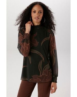 Aniston SELECTED Schlupfbluse Meshware Und Body Blickdicht Unterlegt - Schwarz