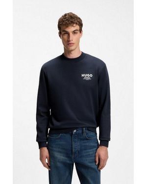 HUGO Sweatshirt Nespon Rundhalsausschnitt, Regular Fit, Reine Baumwolle - Blau