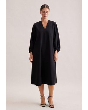 Seidensticker Blusenkleid 1/1 V-Neck Uni - Schwarz