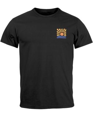 Neverless T-Shirt Fashion Naturmotiv Brustlogo Aufdruck Streetstyle mit Print - Schwarz
