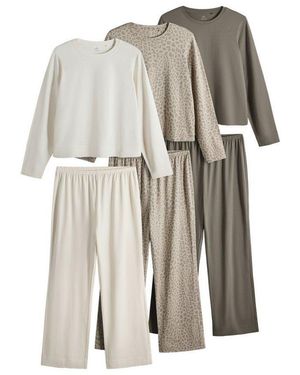 The Set Pyjama Langärmelige Schlafanzüge, 3Er-Pack (6 Tlg) - Pink