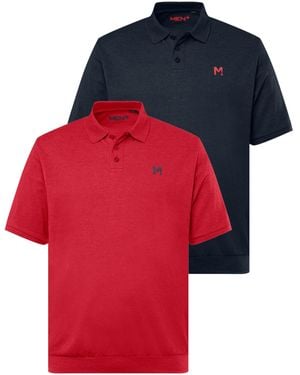 Men Plus Plus Poloshirt Men+ Poloshirts 2er-Pack Bauchfit Basic Piqué - Rot