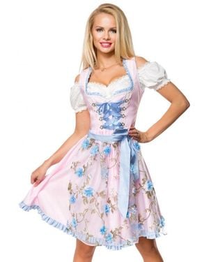 Dirndline Tracht Dirndl Kleid Wiesn Wasn Oktoberfest Outfit Frauen (2-tlg) - Weiß