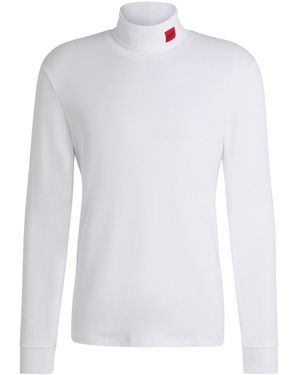 HUGO T-Shirt Longsleeve Baumwolle DEROLLO224 (Packung, 1er Pack) - Weiß