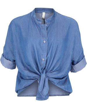 malito more than fashion 3/4-Sweathose 2309 oversize Denimbluse in Jeans-Optik - Blau