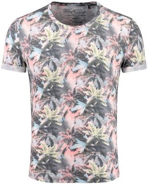 Key Largo T-Shirt Florida Hawaii Look Palmennmuster MT00403 Rundhals-Auschnitt bedruckt kurzarm slim fit - Weiß