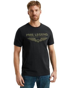 PME LEGEND T-Shirt SHORT SLEEVE R-NECK LOGO CARRIER (1-tlg) mit Stretch - Schwarz