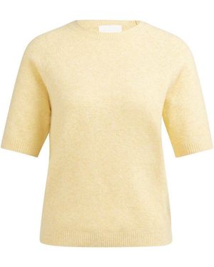Yaya Rundhalspullover Weicher kurzärmeliger Pullover - Gelb