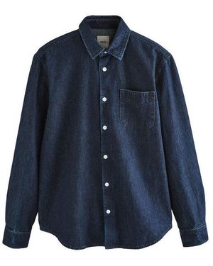 Next Langarmhemd Langärmeliges Jeanshemd Aus 100 Baumwolle (1-Tlg) - Blau