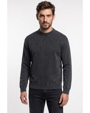 BOSS Strickpullover Akapulko Relaxed Fit, Reine Baumwolle, Moderner Used-Effekt - Blau
