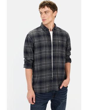 Camel Active Langarmhemd mit Karomuster Button-Down - Grau