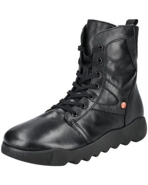 Softinos Stiefelette Leder Schnürstiefelette - Schwarz