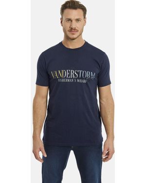 Jan Vanderstorm T-Shirt BERGTHOR mit großem Schriftzug-Aufdruck - Blau